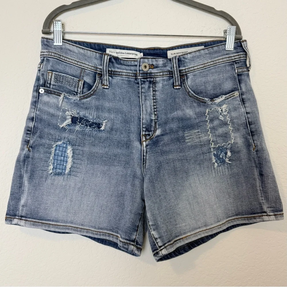Anthropologie Pilcro Women's Distressed Patchwork Slim Boyfriend‎ Denim Shorts - Picture 4 of 12